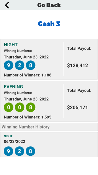 GA Lotto Results Screenshot
