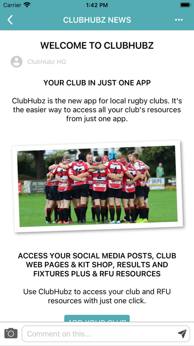 ClubHubz Rugby Screenshot