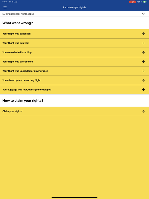 Passenger rights iPad app afbeelding 5