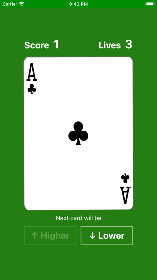 #2. Higher or Lower card game easy (iOS) 由: Jorge Hugo Sanz Saez