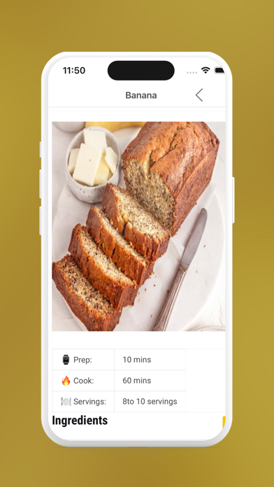 Banana Bread Recipe. Screenshot