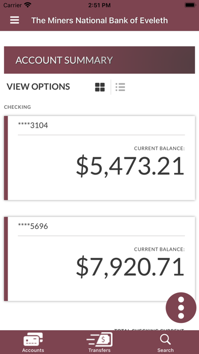 Miners National Bank Screenshot
