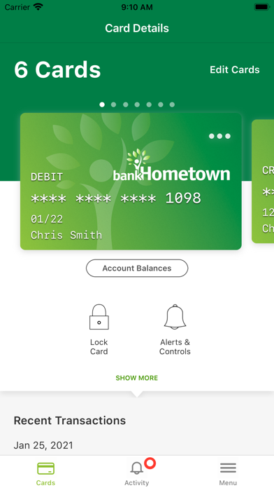 bankHometown Card Manager Screenshot