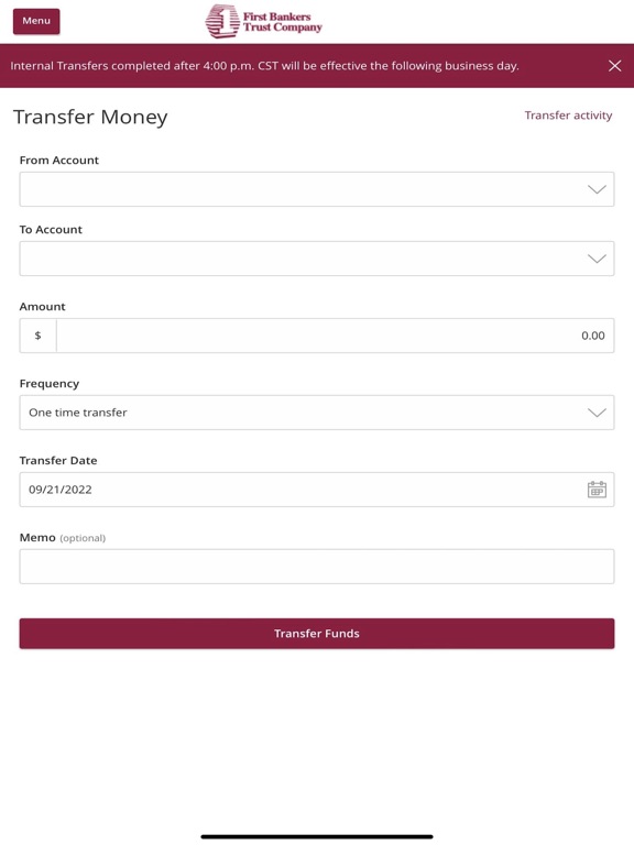 First Bankers Trust Company NA iPad screenshot 6 - Finance app