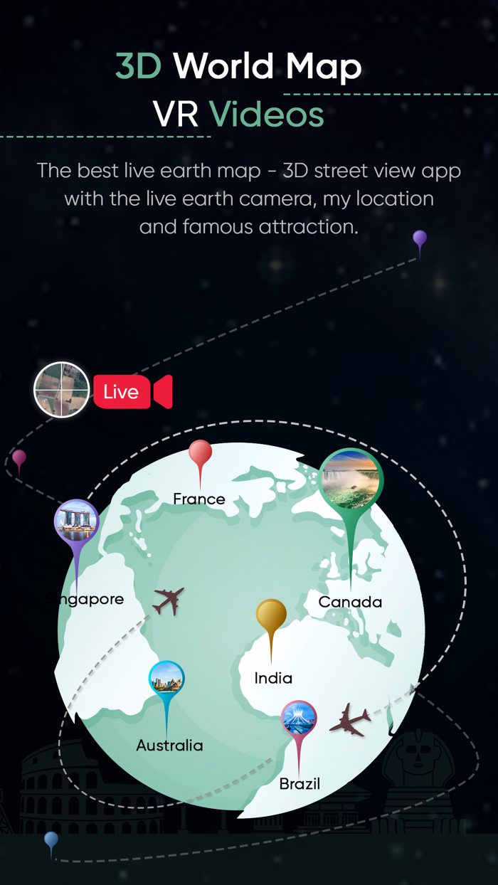 3D World Map  Famous Places