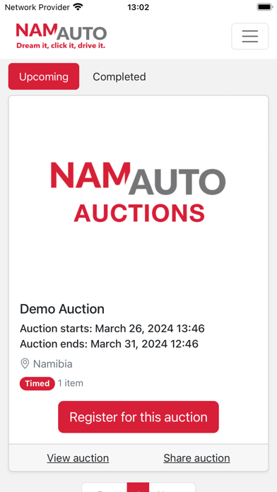 NAMAUTO AUCTIONS Screenshot