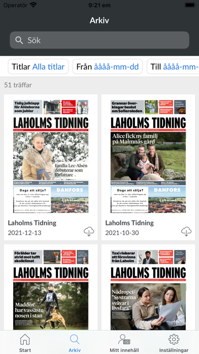 Laholms Tidning e-tidning Screenshot