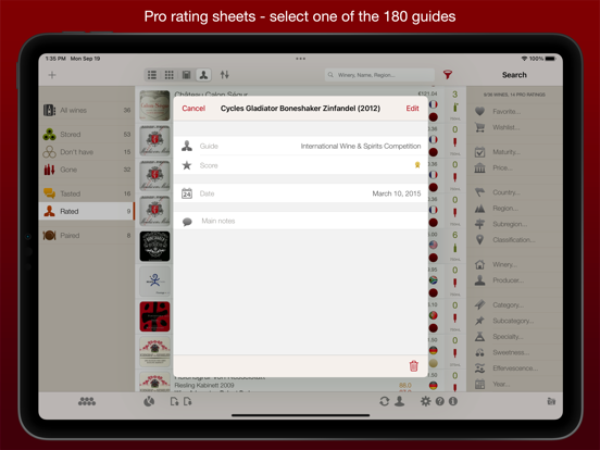 VinoCell - wine cellar manager iPad app afbeelding 9