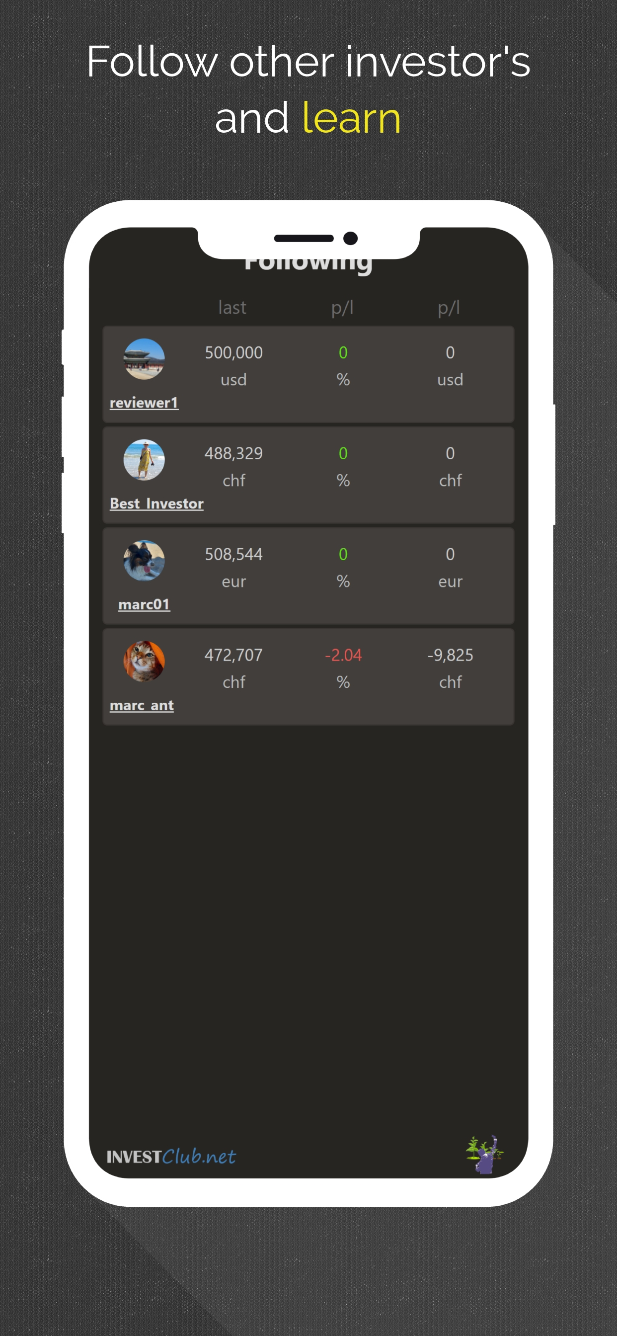 InvestClub app