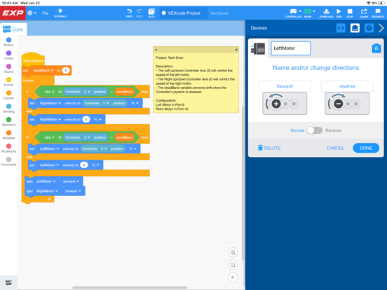 VEXcode EXP app screenshot