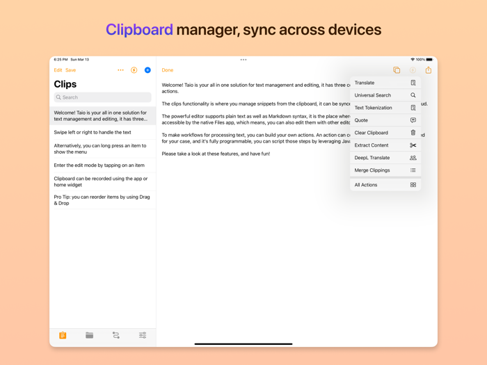 Taio - Markdown and Text Actions