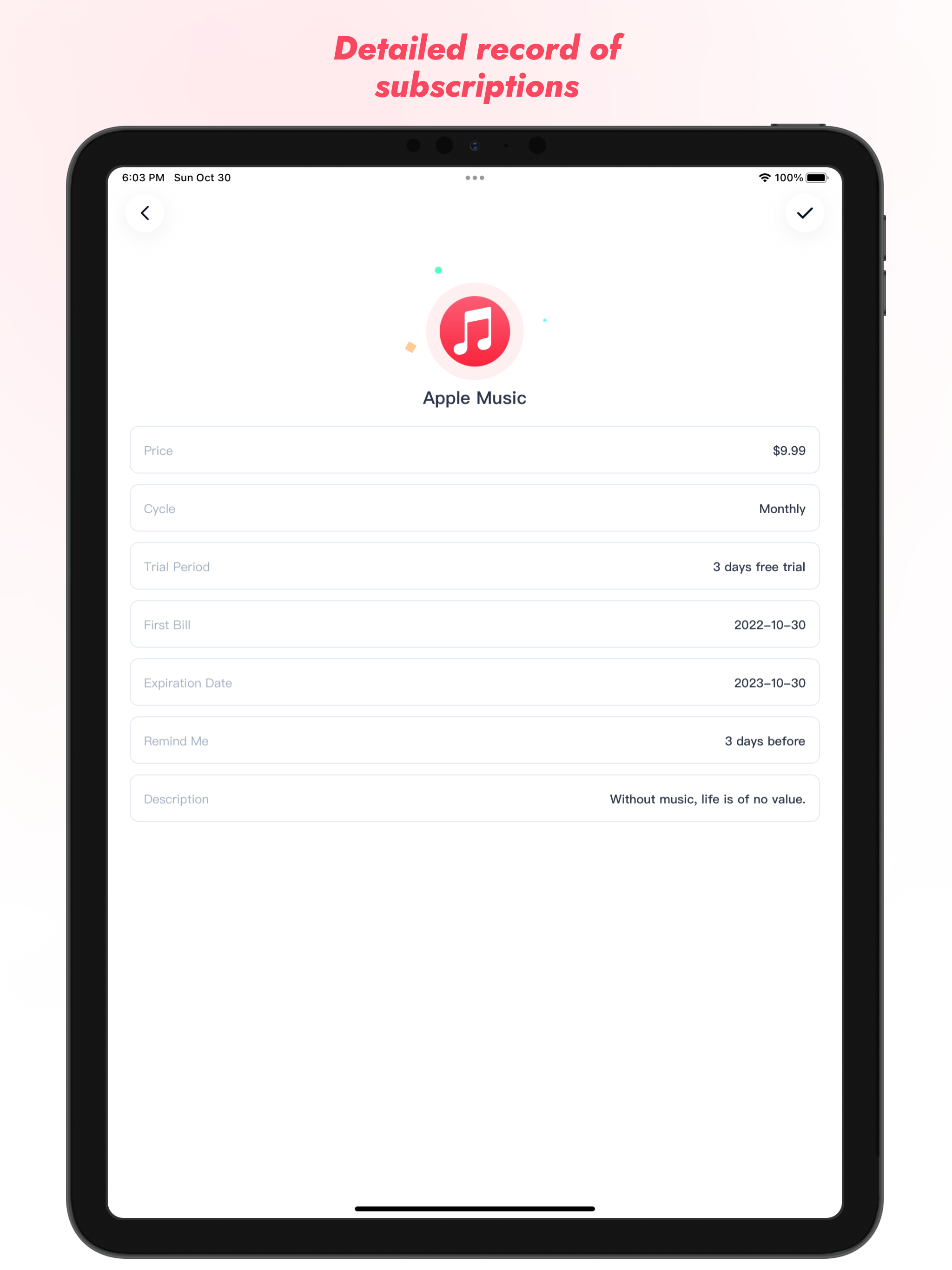 Pandora - Subscription Tracker
