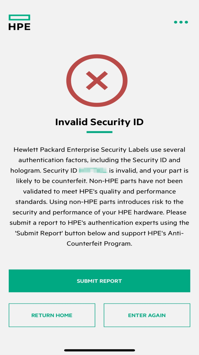 HPE Parts Validation