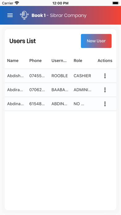 TickAccount Admin Screenshot