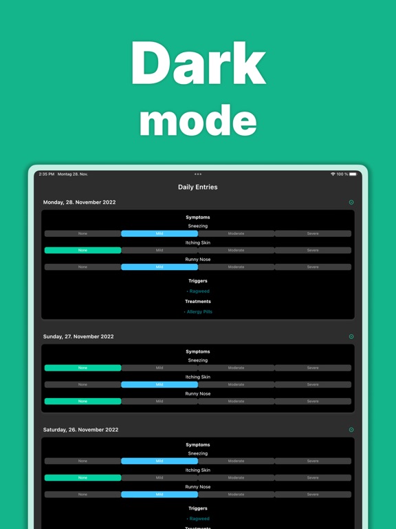 Allergy Tracker° iPad screenshot 8 - Health & Fitness app