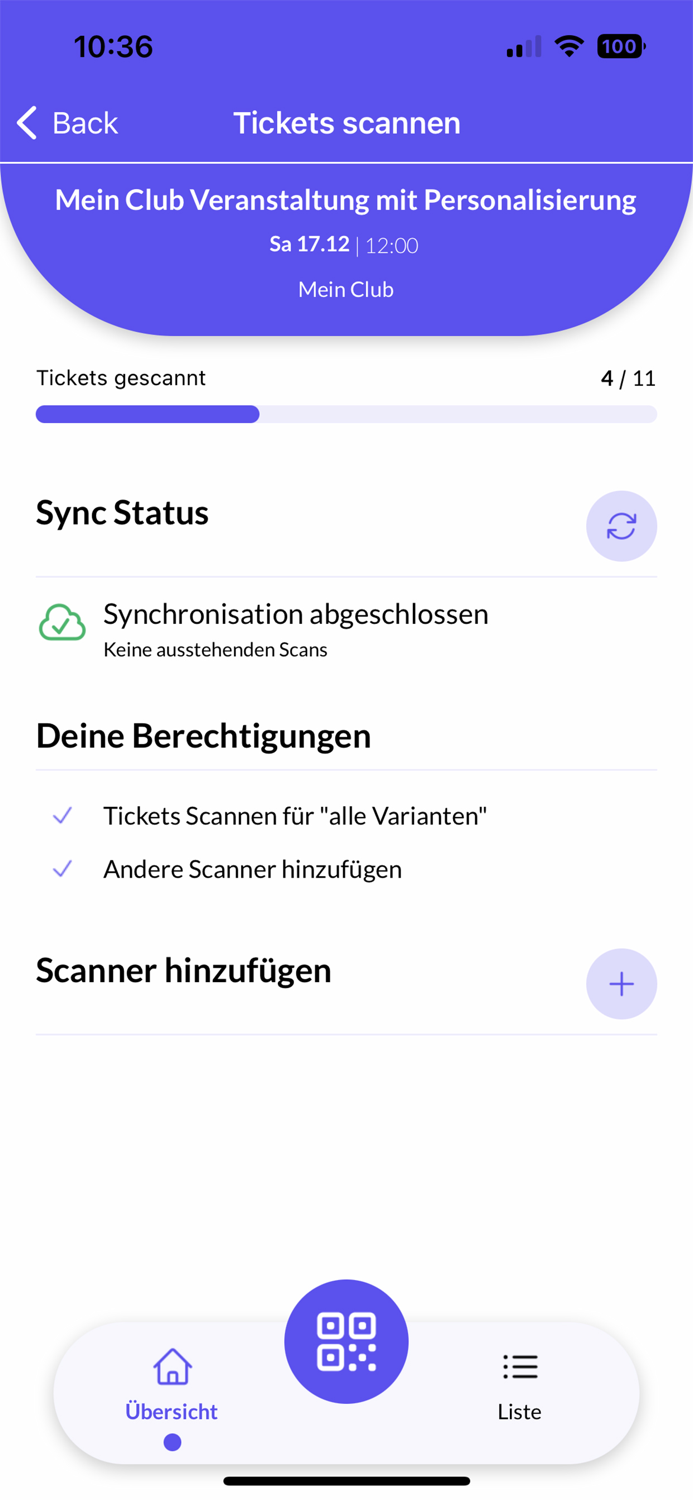 Rausgegangen Ticketscanner