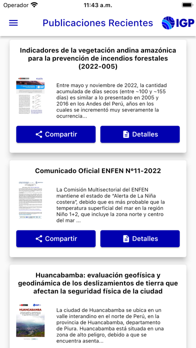 Instituto Geofísico del Perú Screenshot