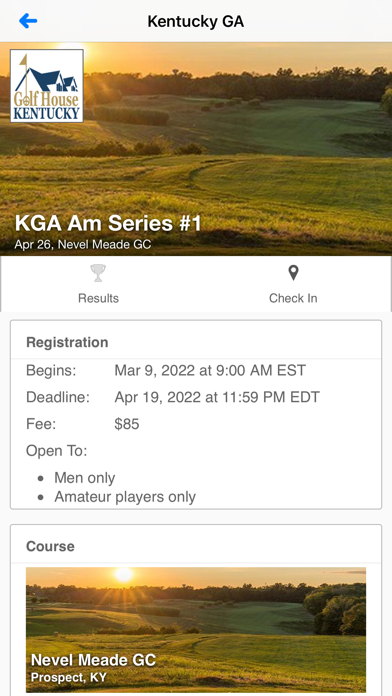Kentucky Golf Association Screenshot