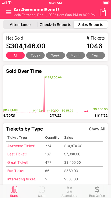 Sickening Events - Ticketing Screenshot