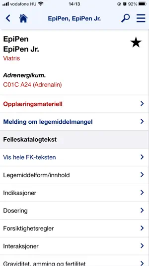 Felleskatalogen Helsepersonell screenshot 2
