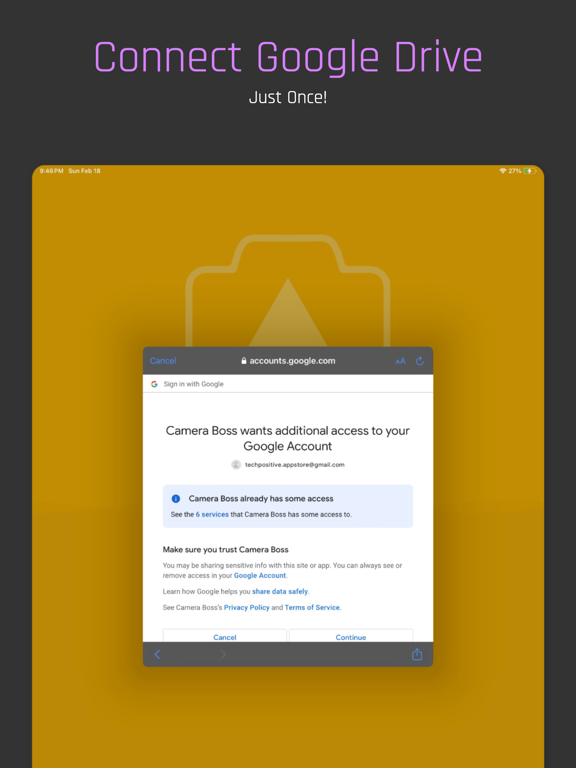 Camera Boss for Google Drive iPad screenshot 1 - Productivity app
