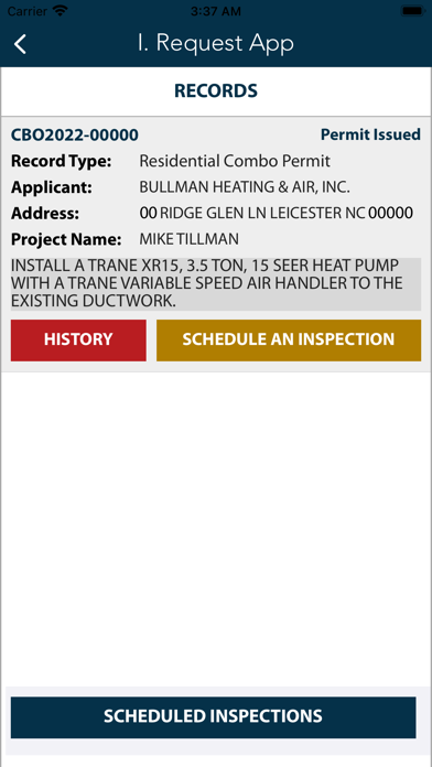 Buncombe Inspection Request Screenshot