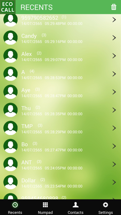 EcoCalls Screenshot
