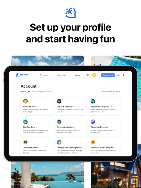 Resortifi iPad screenshot 3 - Travel app