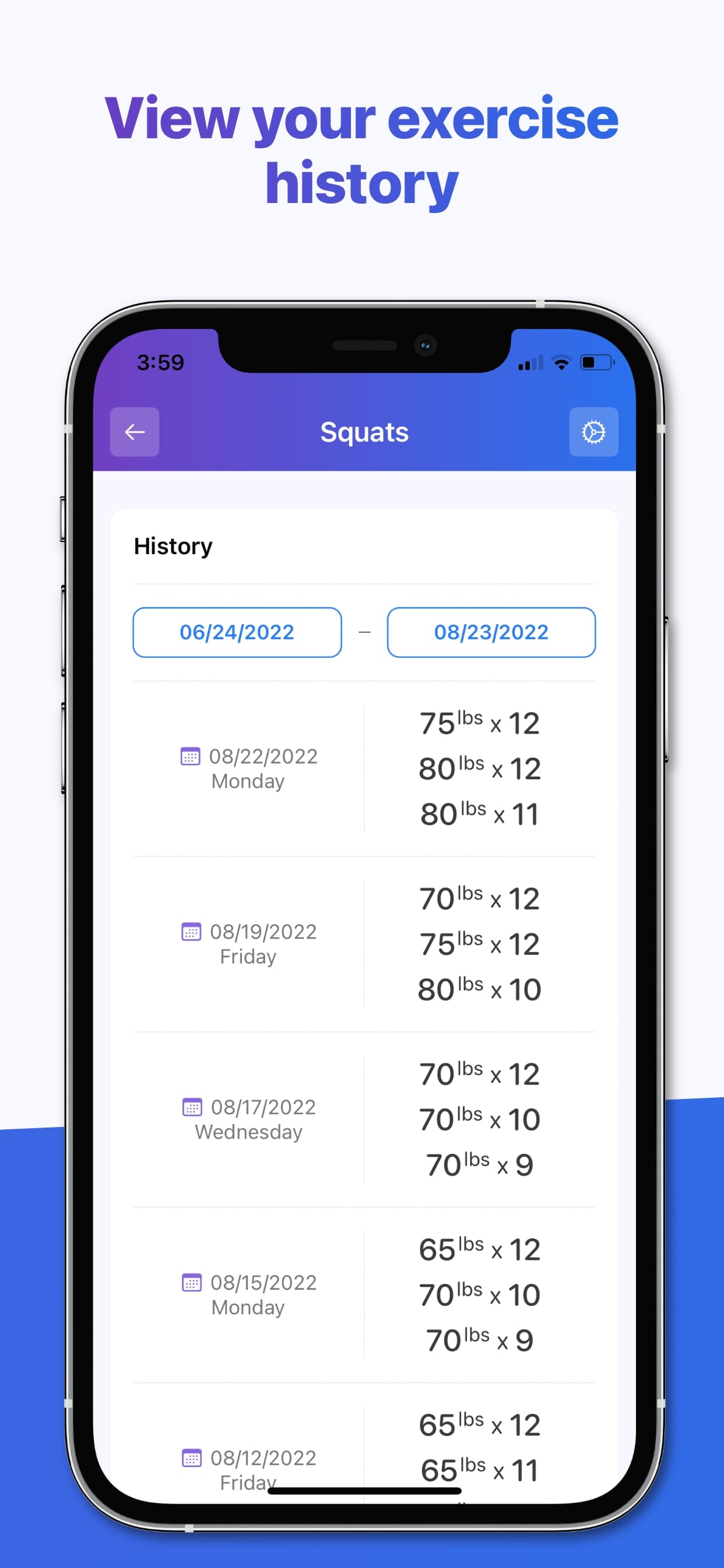 Workout log - ListFit