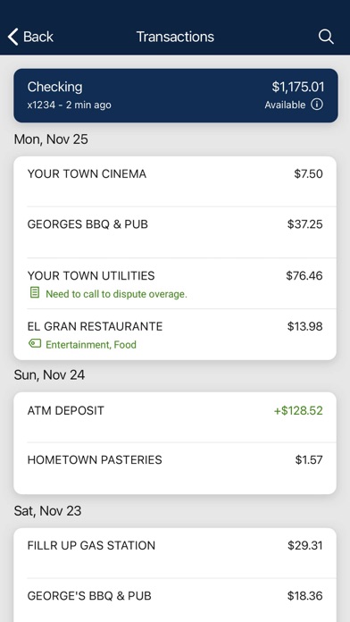 Grand Valley Bank Screenshot