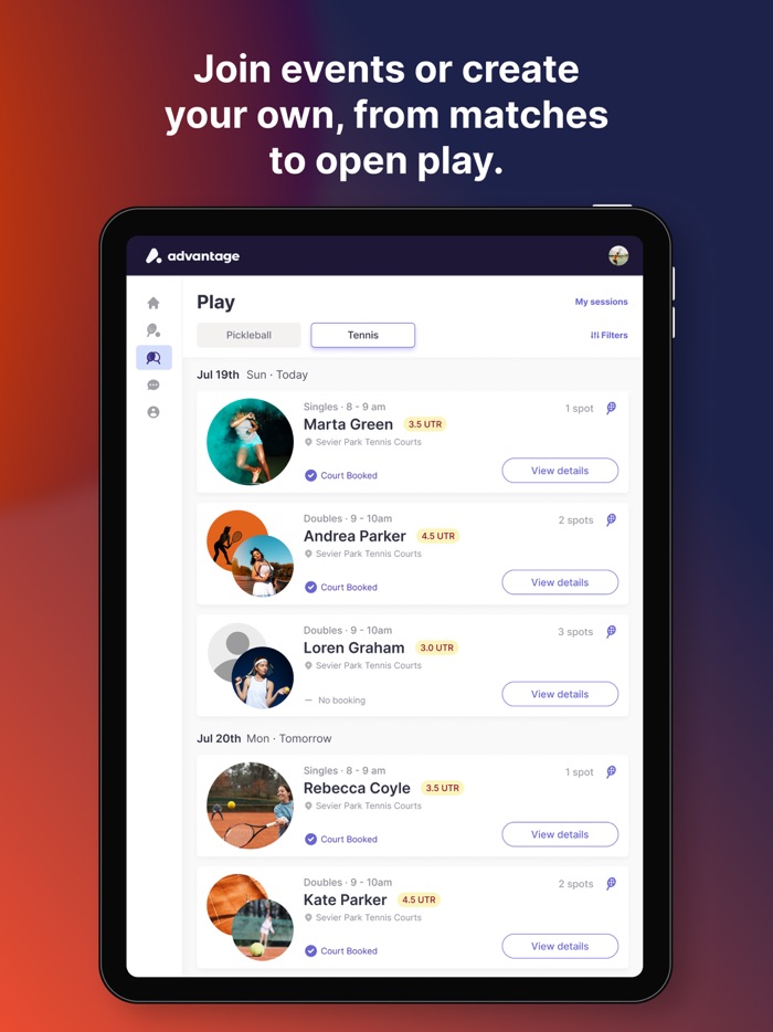 Advantage Tennis  Pickleball