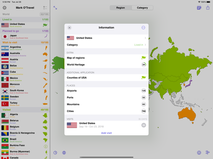 Mark OTravel Where Ive Been