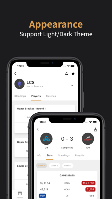 eScore - LoL Esports Scores Screenshot