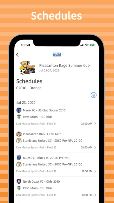 Pleasanton Rage Tournaments Screenshot