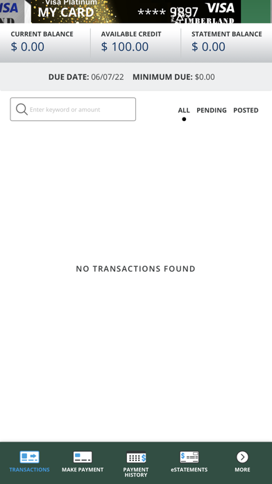 My TFCU VISA Screenshot