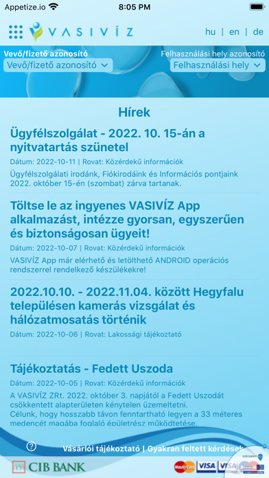 VASIVÍZ App Screenshot