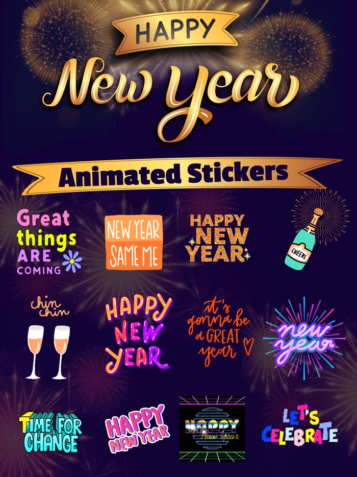 Happy New Year With Stickers