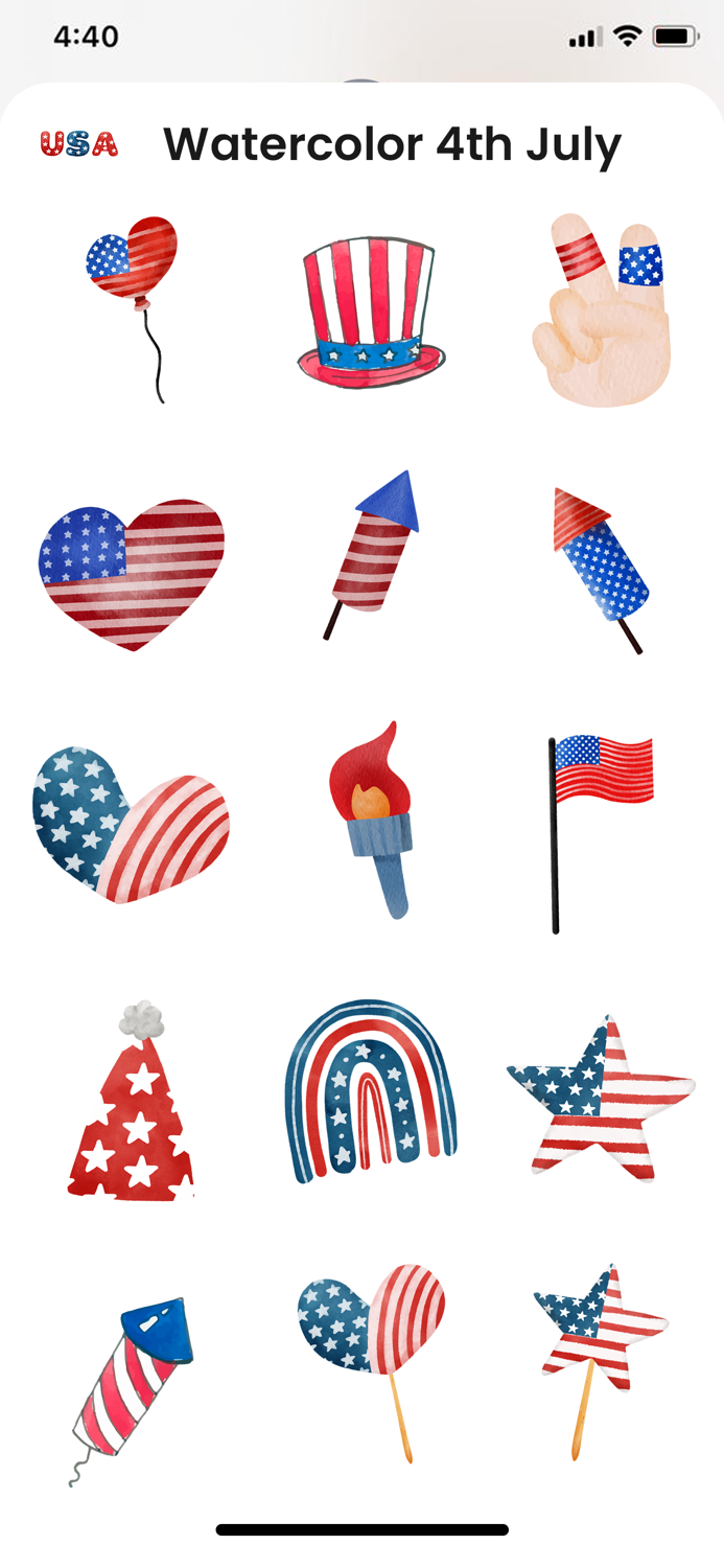 Watercolor 4th July Stickers