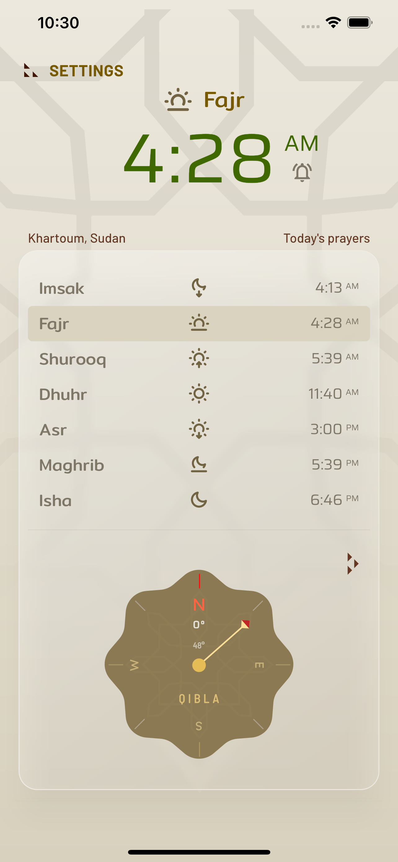 Adhan 45° N