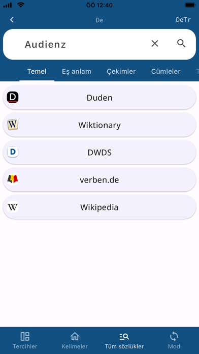 German Turkish Dictionary DeTr Screenshot