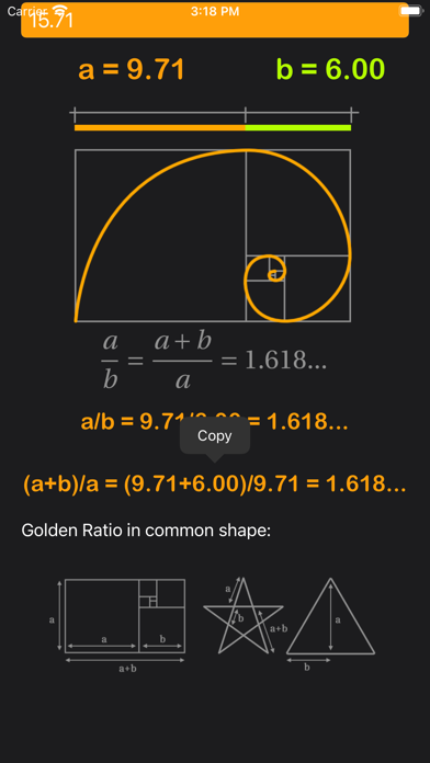 Golden Ratio Calculator Plus Screenshot