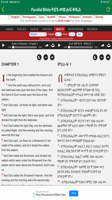 Amharic Bible Audio and Ebook Screenshot