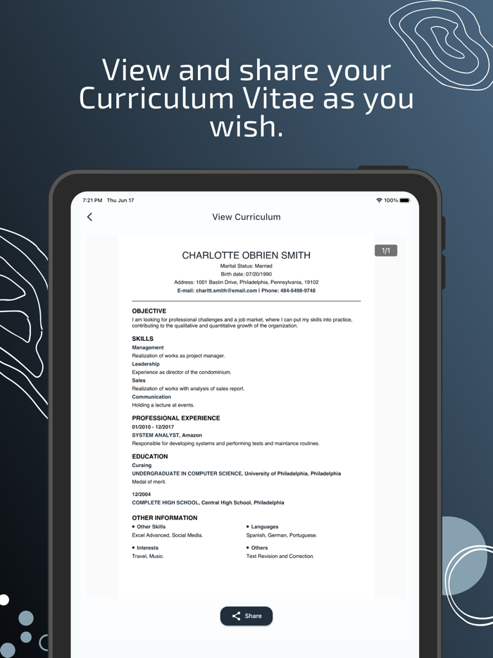 Quick and Easy Curriculum Resume
