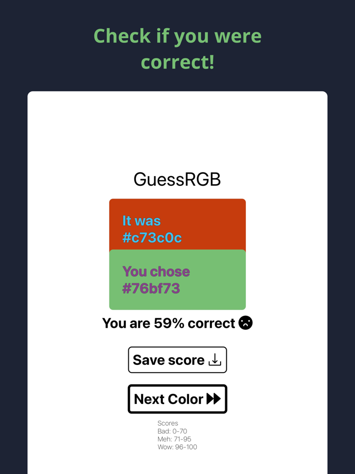 GuessRGB Guess the Color