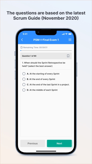 PSM Exam Simulator Screenshot