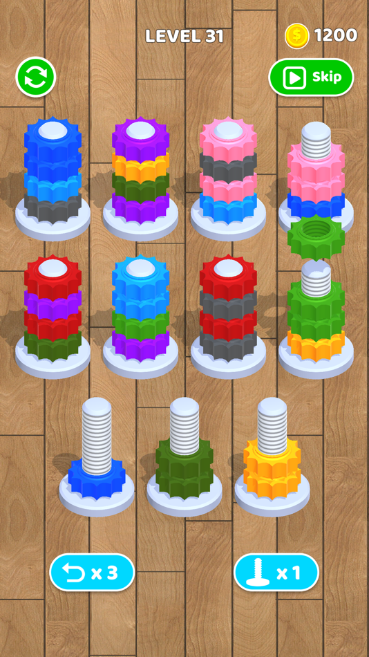 #4. Nuts And Bolts - Screw Sort 3D (iOS) Podle: Hangzhou Mofun Interactive Technology Co., Ltd