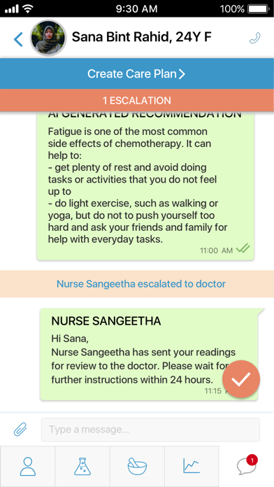 Reya Oncology Remote Care Screenshot