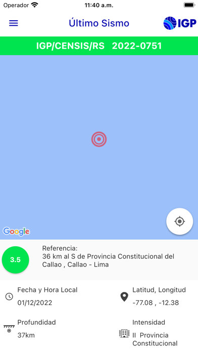 Instituto Geofísico del Perú Screenshot