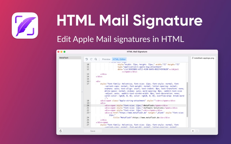 HTML Mail Signature app screenshot