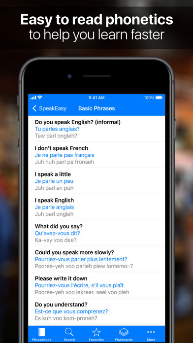SpeakEasy French Phrasebook Screenshot